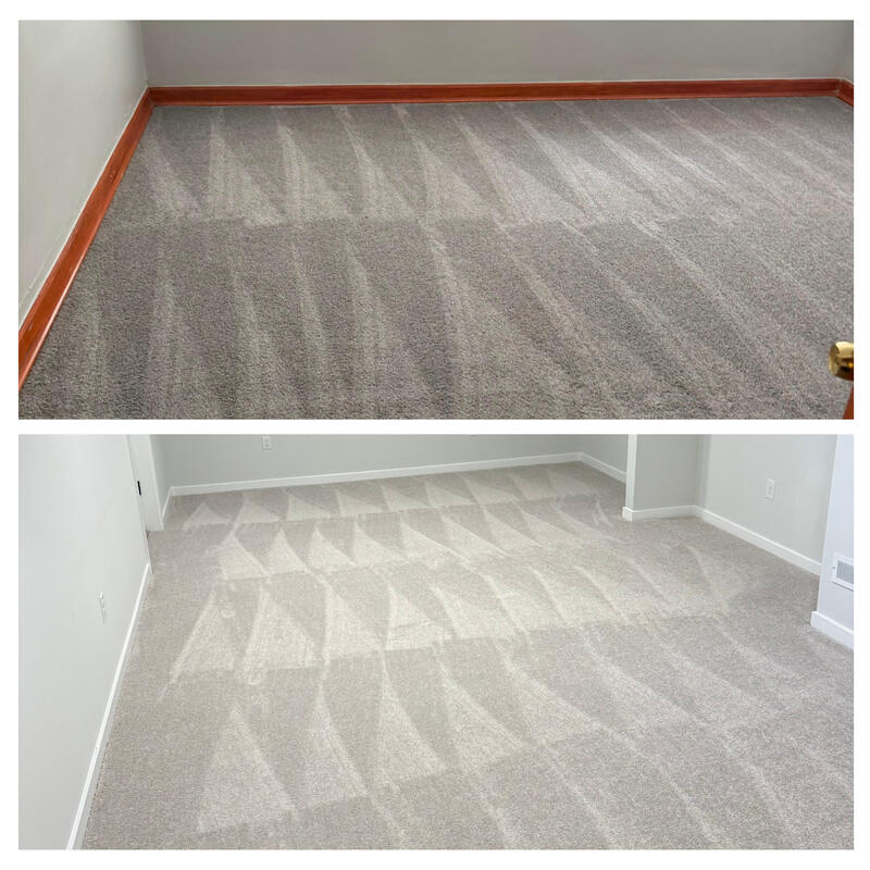 Technician deep cleaning carpet with a commercial extractor